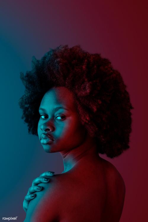 Beautiful naked black woman with afro hair - 1219050