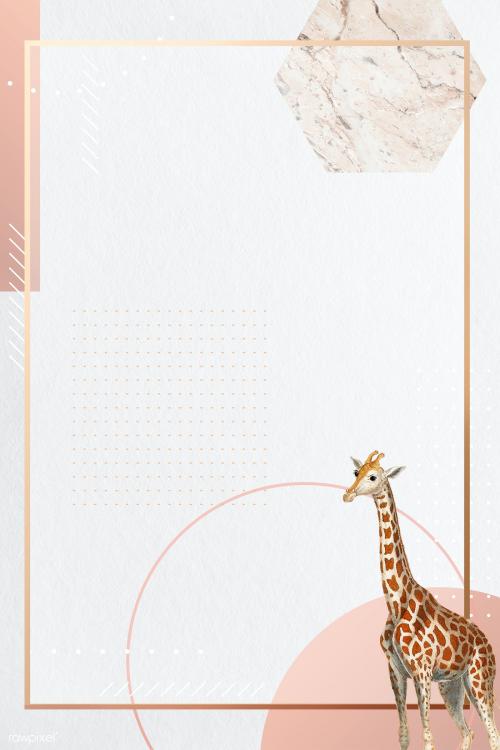 Pink rectangle giraffe frame design - 1219324