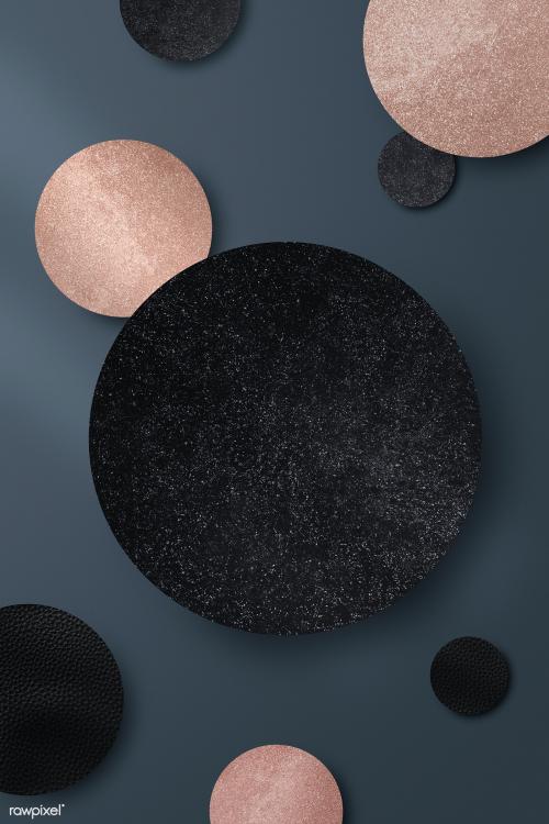 Shimmery pink gold and black round pattern background vector - 1219503