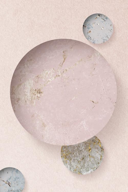 Round patterned on pink marble textured background illustration - 1222475