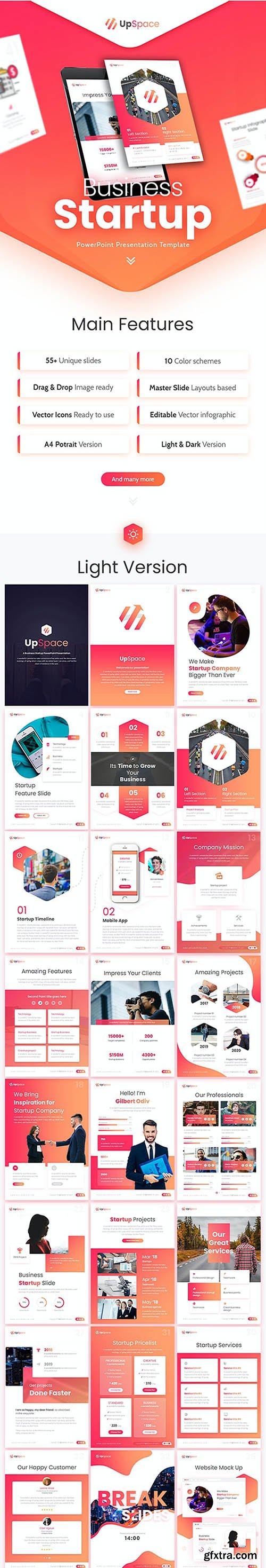 UpSpace Portrait Stratup PowerPoint Template 23819639