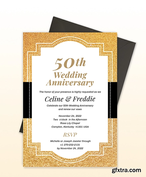 50th Fall Wedding Anniversary Invitation Template » GFxtra