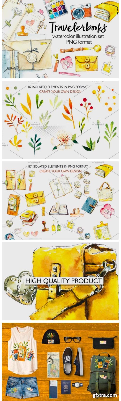 Travelbooks. Watercolor Clipart. 4164381