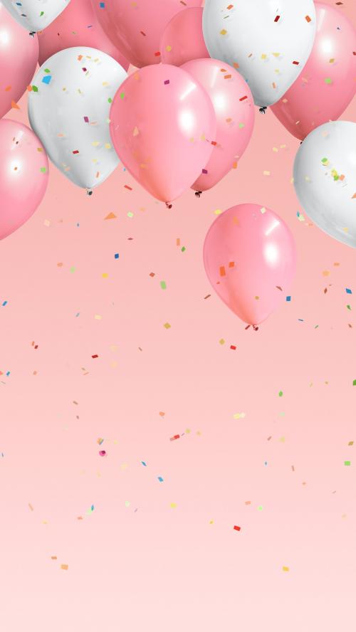 Festive pastel pink balloon frame mobile phone wallpaper - 1224723