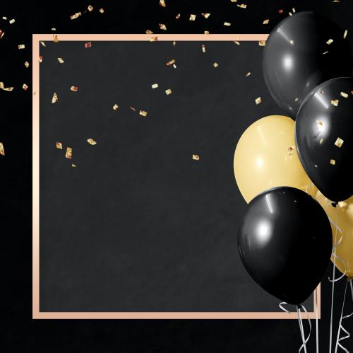 Golden square balloons frame design - 1224728