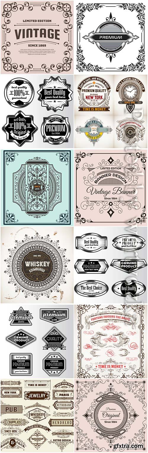 Vintage labels in vector # 4