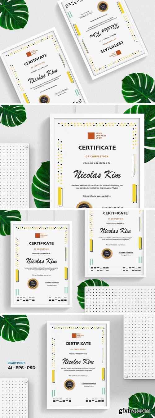 Yellow Dot Certificate / Diploma Template