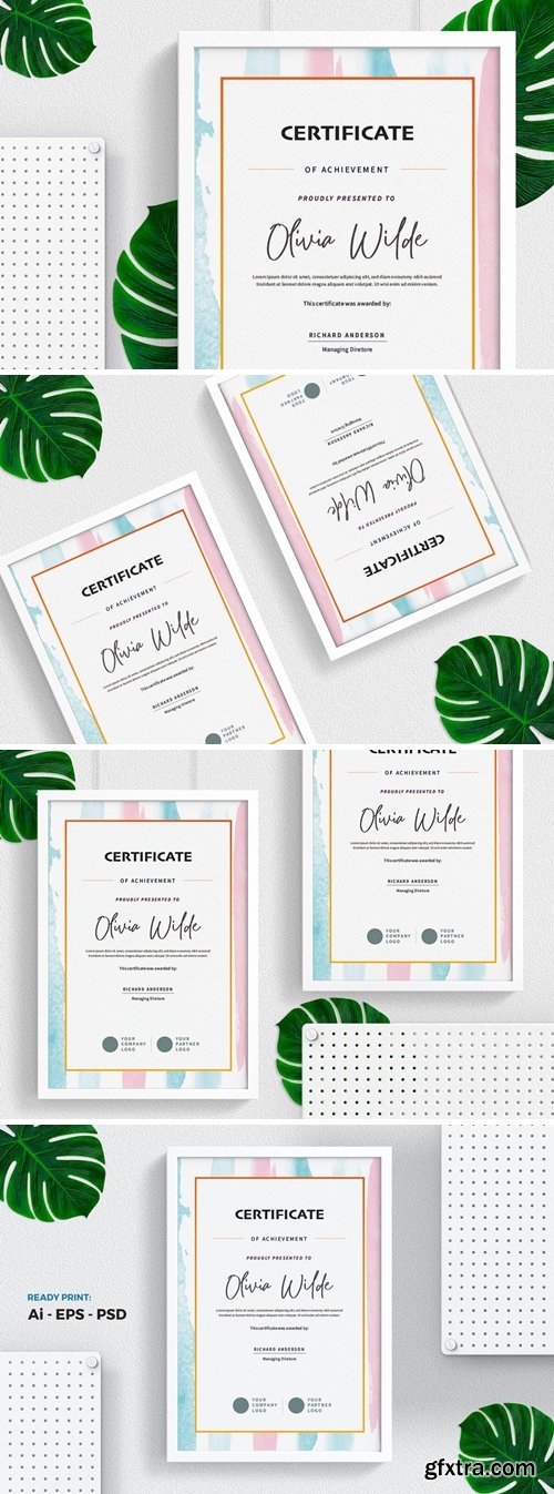 Brush Watercolor Certificate / Diploma Template