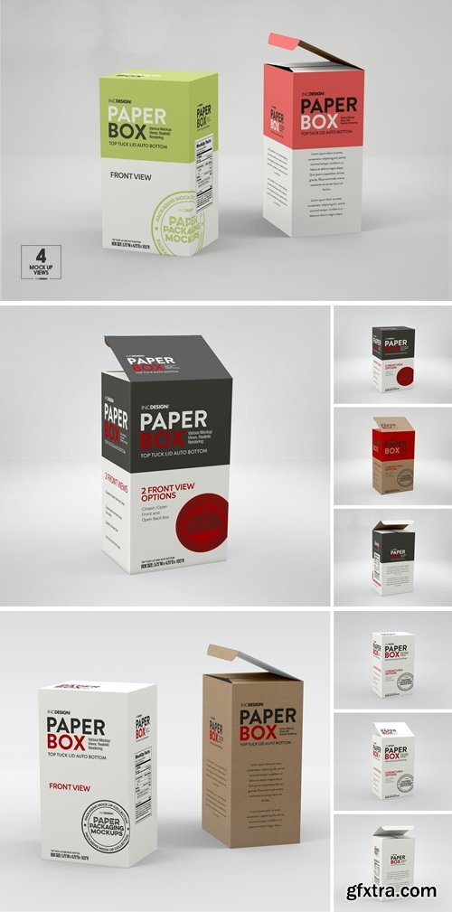 Paper Top Lid Tuck Box Packaging Mockup