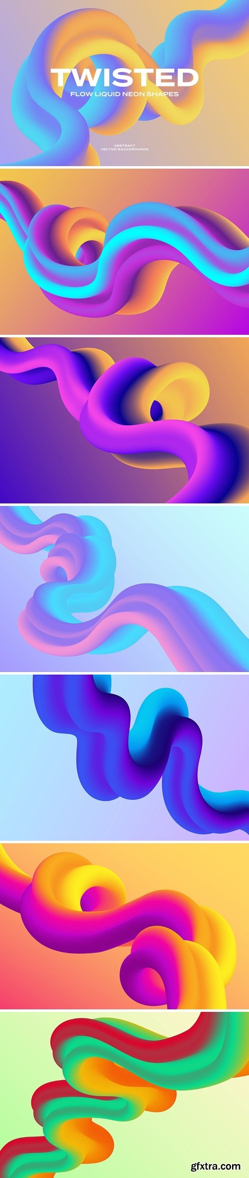 Twisted Neon Shapes Vector Backgrounds