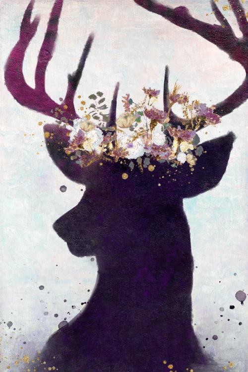 Deer head silhouette painting background illustration - 1227833