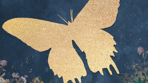 Gold butterfly silhouette painting background illustration - 1227859
