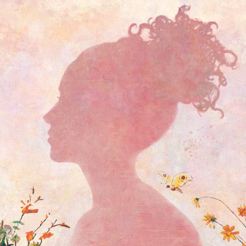 Woman shadow on a pink painting background illustration - 1227881