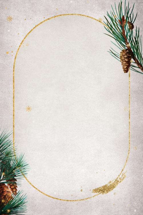 Blank golden Christmas oval frame - 1228748