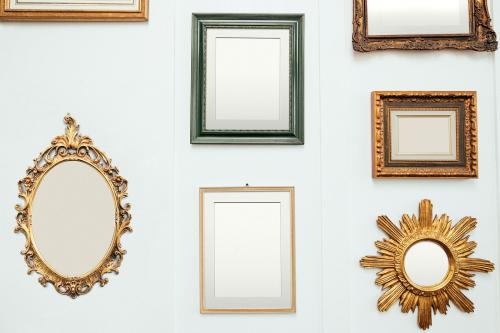 Vintage gold picture frames mockup set illustration - 1230680