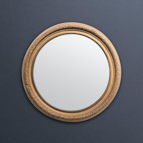 Vintage round gold picture frame mockup illustration - 1230690