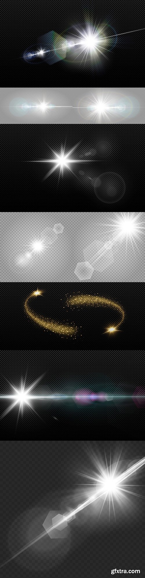 Shining stars and effects on transparent background
