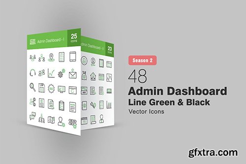 48 Admin Dashboard Line Green & Black Icons S2