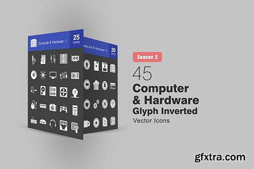 45 Computer & Hardware Glyph Inverted Icons S2