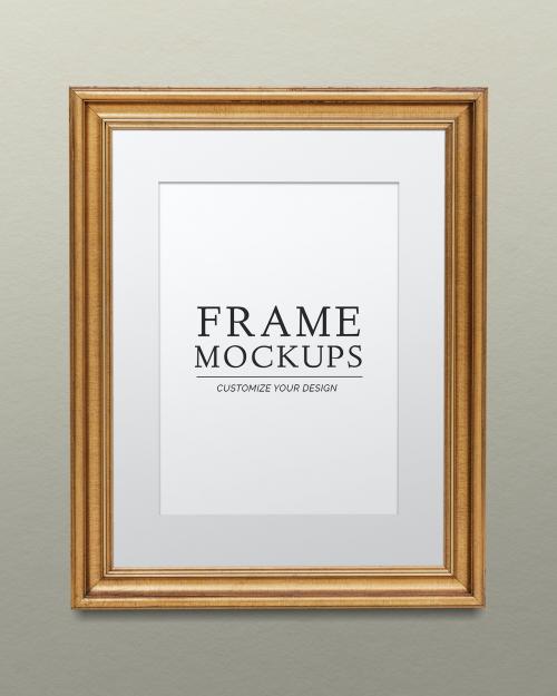 Gold picture frame mockup illustration - 1230862