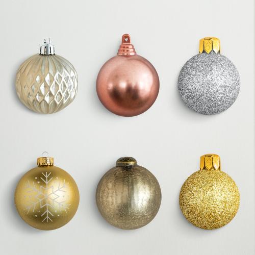 A collection of Christmas ball ornament isolated on gray background - 1231173