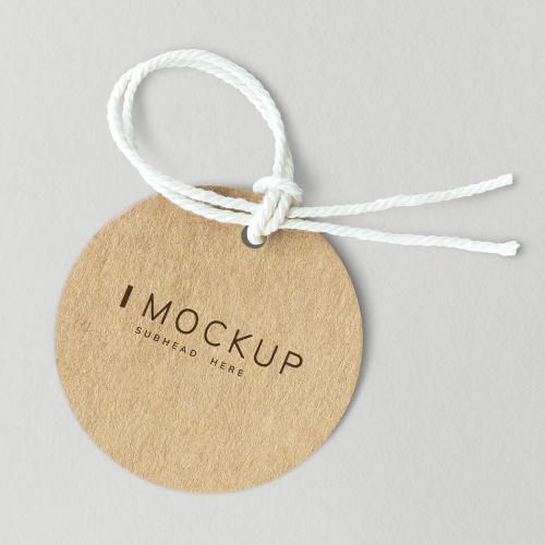 Brown round subhead here label mockup - 1202075