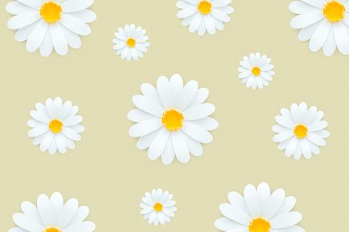White daisy pattern on pale yellow background - 1202485