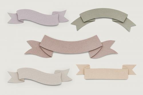 Pale earth tone ribbon paper craft banner mockups set - 1202530