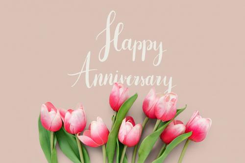 Tulip with light brown anniversary card mockup - 1204142