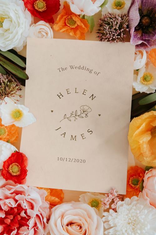 Botanical wedding invitation card mockup - 1204232