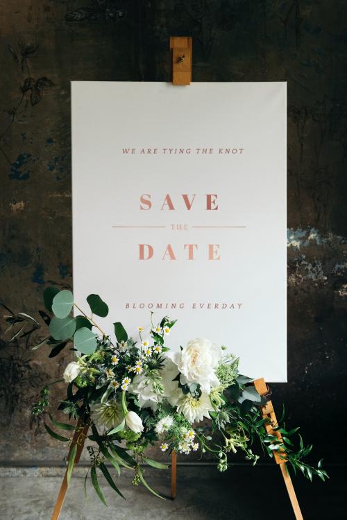 Wedding poster mockup with beautiful white flowers - 1209313