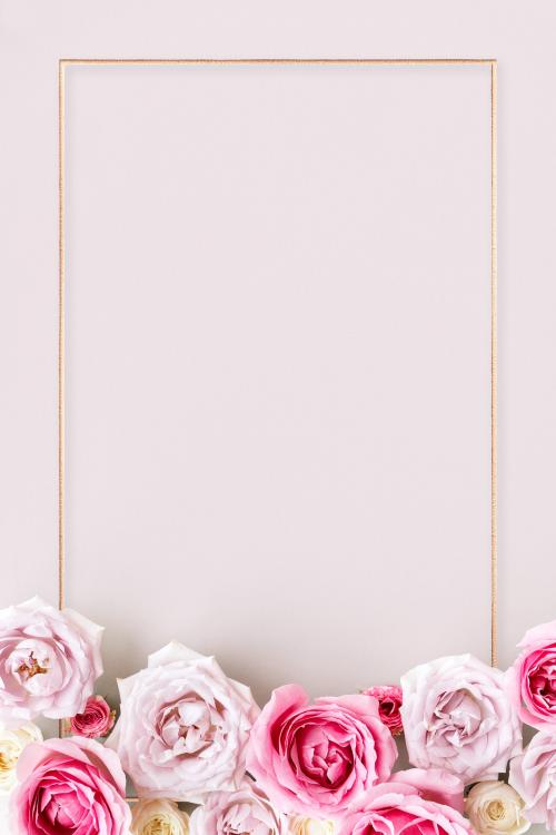 Golden frame with blooming avalanche roses - 1210015