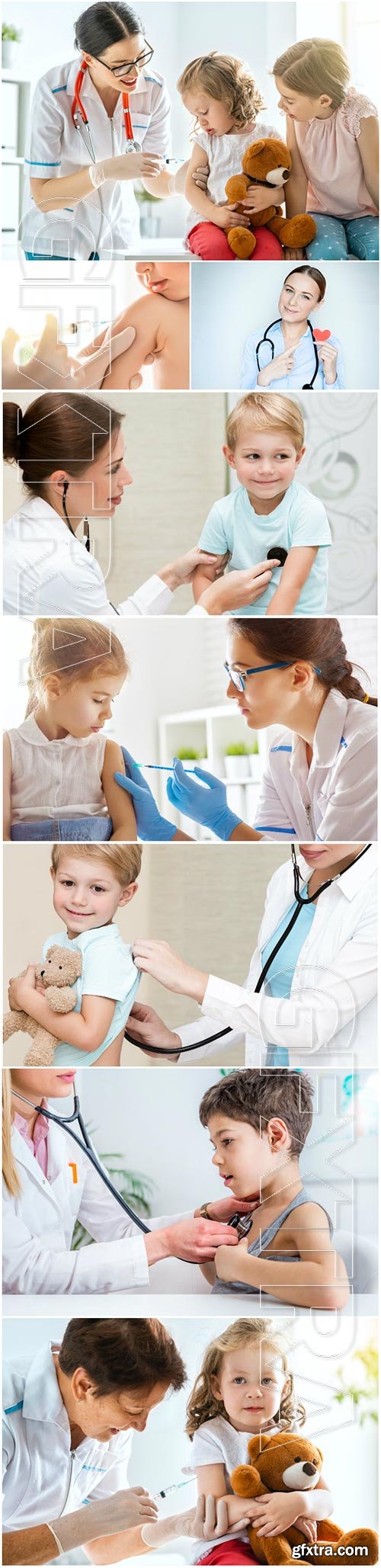 Children's doctor and children stock photo