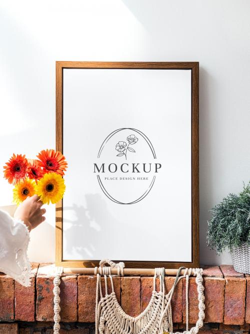 Frame mockup with a gerbera flowers - 1210146