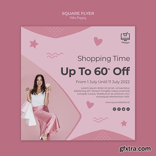 Online shopping square flyer