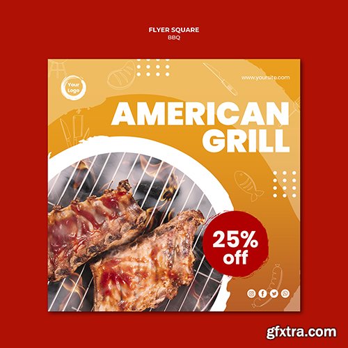 American tasty grill square flyer template