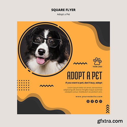 Dog with reading glasses square flyer 