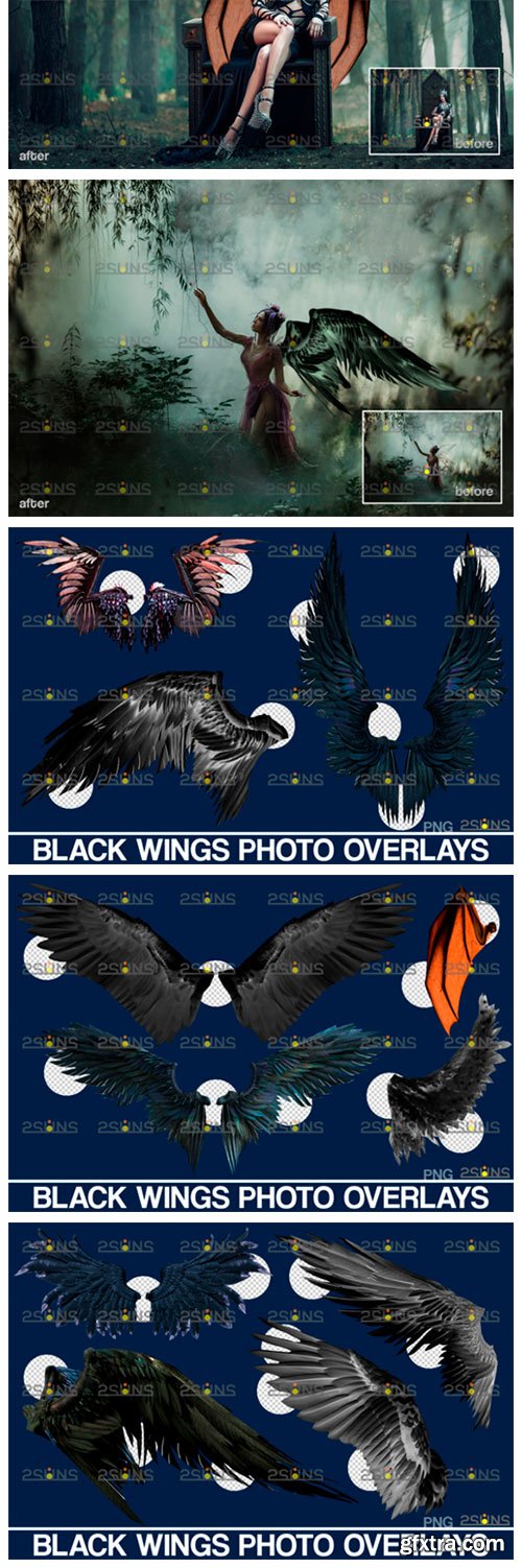 Realistic Black Angel Wings Photoshop 4181434