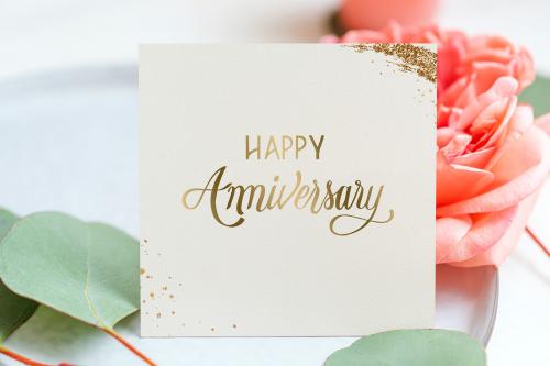 Floral happy anniversary card mockup - 1212353