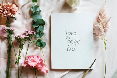 Cute floral card mockup design - 1212389