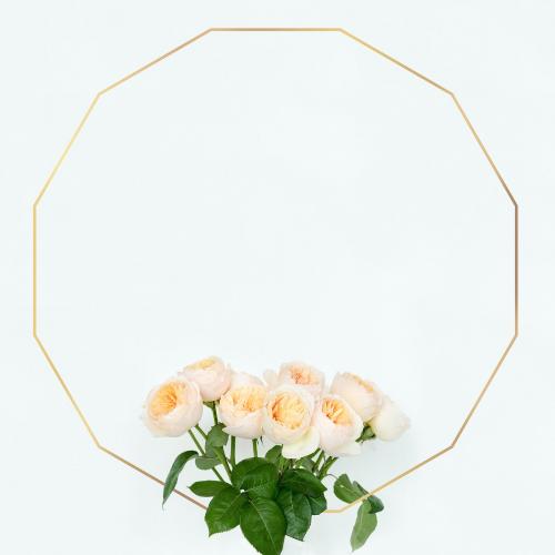 Golden floral dodecagon frame design - 1212819