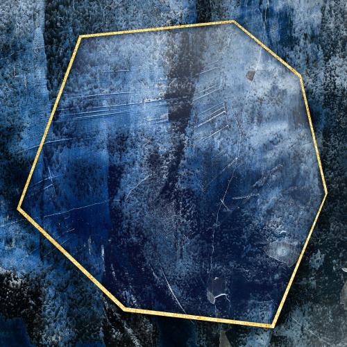 Heptagon gold frame on abstract background illustration - 1214536