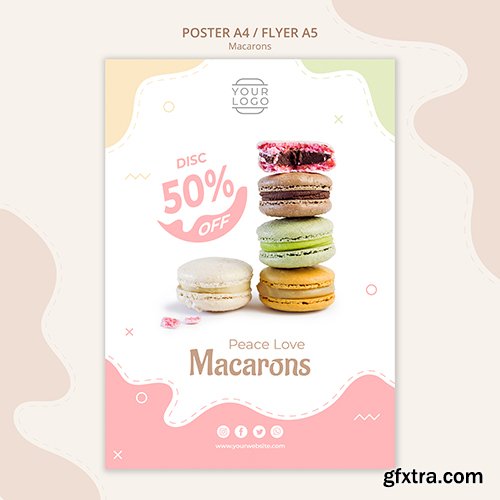 Colourful french macarons poster template