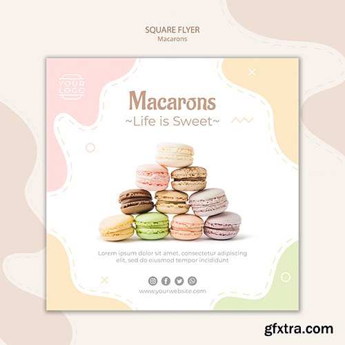 Pyramid of macarons square flyer template