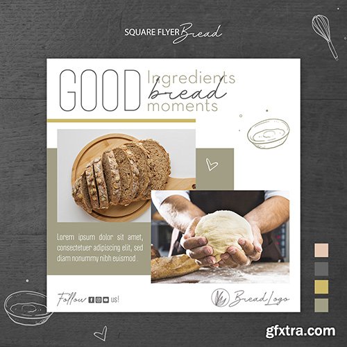 Bread concept square flyer template