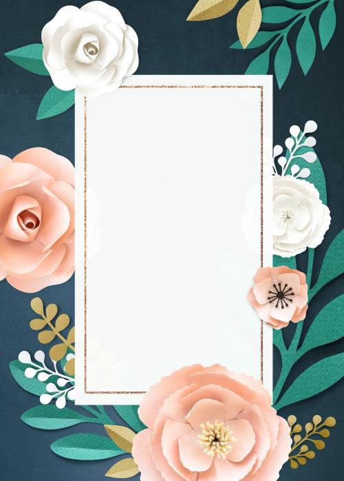 Rectangle paper craft flower frame template illustration - 1201292