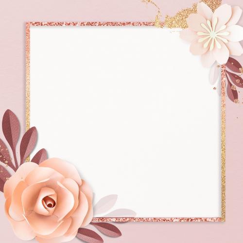 Square paper craft flower frame template illustration - 1201307