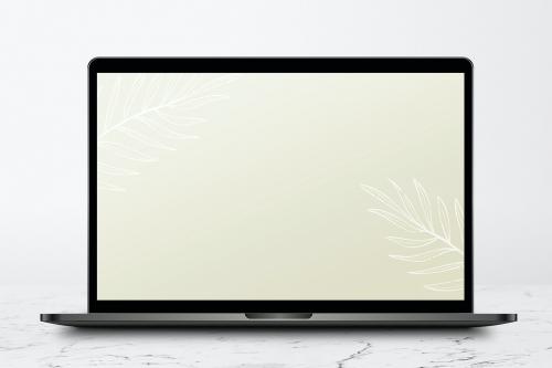 Laptop with screen mockup on a white marble table - 935174