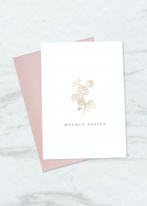 Rose invitation card mockup vector - 935191