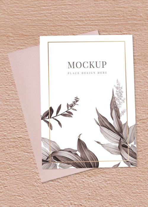 Botanical invitation card mockup vector - 935204